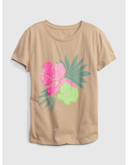 Dětské organic tričko s flitry floral