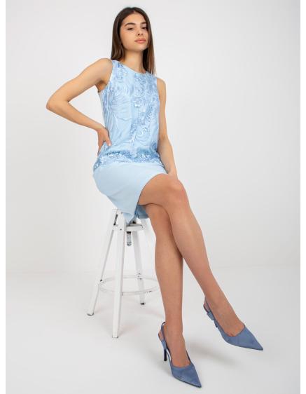 Dámské šaty krajkové koktejlové OLYMPIA světle modré