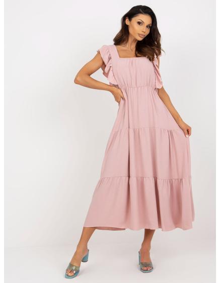 Dámské šaty s volánem RUPEA světle růžové