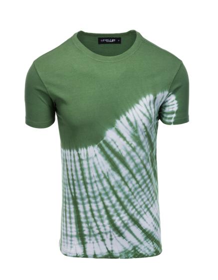 Pánské bavlněné tričko TIE DYE zelené V3 S1617