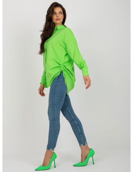 Levně Dámské tričko oversize s límečkem KITA světle zelené