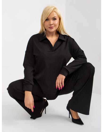 Levně Dámský komplet s pruhovaným vzorem plus size PENELOPE černý