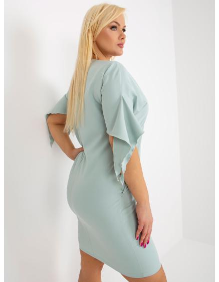 Dámské šaty s výstřihem do V plus size ZACA mátové 