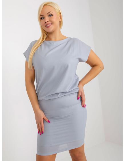 Dámské šaty s elastickým pasem plus size TARSILA šedé
