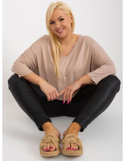 Dámská halenka s výstřihem do V plus size VLADIA béžová