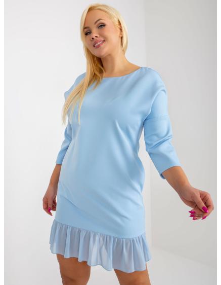 Dámské šaty s volánkem mini plus size OTIKA světle modré
