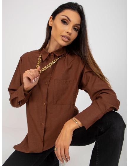 Levně Dámská košile s řetízkovými detaily oversize MADELON hnědá