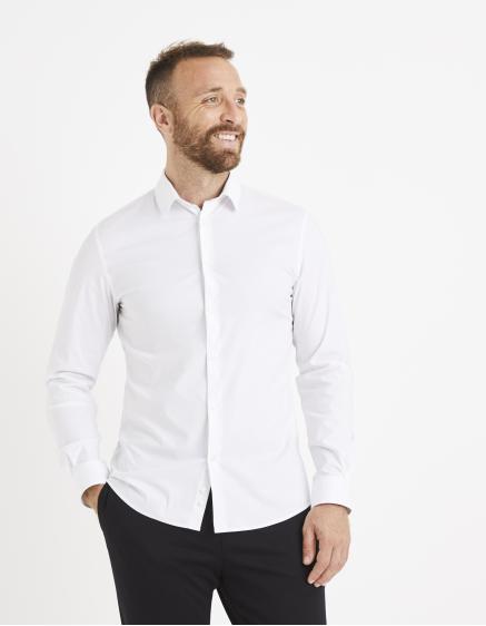 Levně Celio Košile Masantal slim střih Smetanová