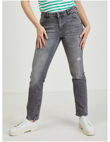 Šedé dámské straight fit džíny