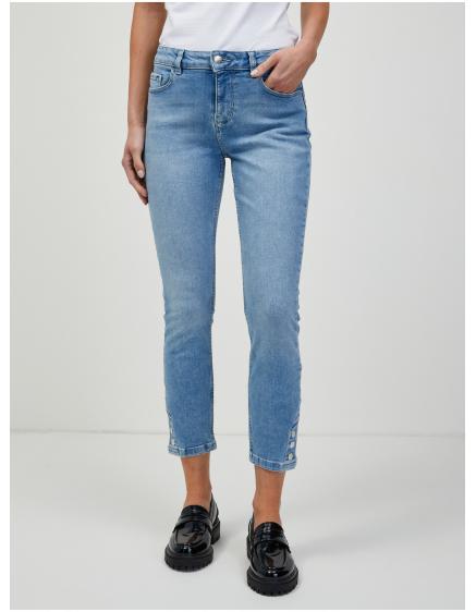 Světle modré zkrácené skinny fit džíny