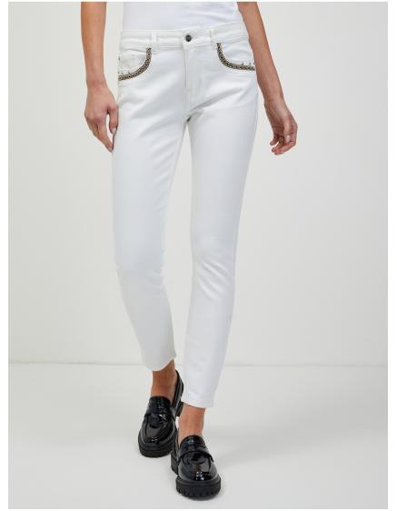 Bílé zkrácené skinny fit džíny