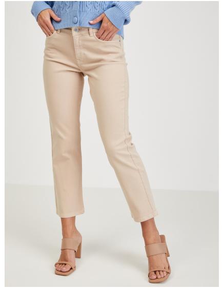 Béžové dámské straight fit džíny