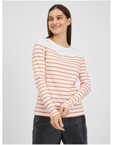 Oranžovo-bílé dámské pruhované tričko