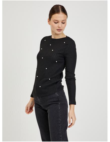 Černý dámský žebrovaný svetr