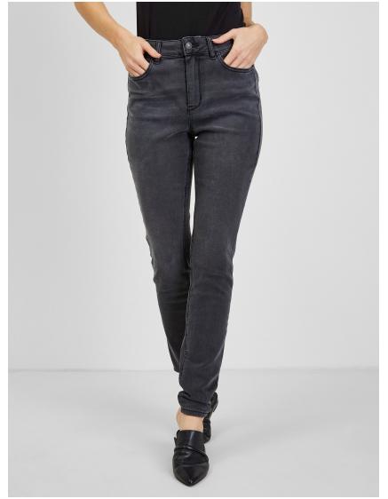 Tmavě šedé dámské skinny fit džíny