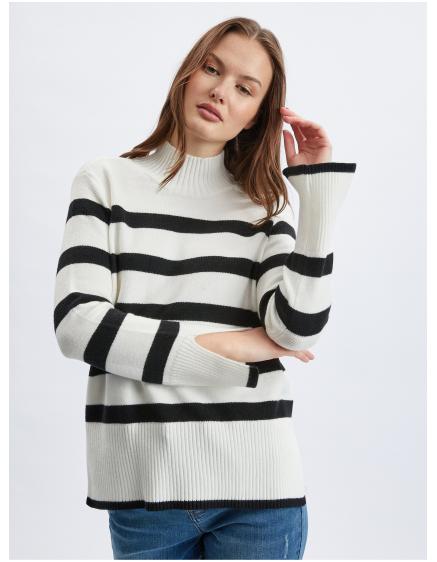 Černo-bílý dámský pruhovaný svetr