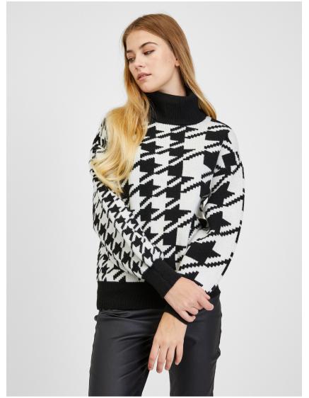 Černo-bílý dámský vzorovaný svetr