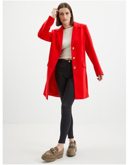 Červený dámský kabát