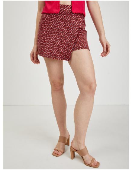 Červená dámská vzorovaná sukně/kraťasy