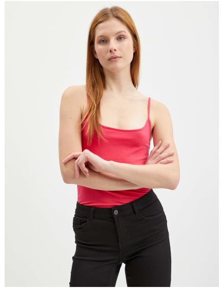 Levně Tmavě růžové dámské basic tílko