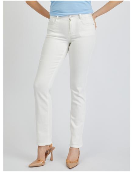 Bílé dámské straight fit džíny