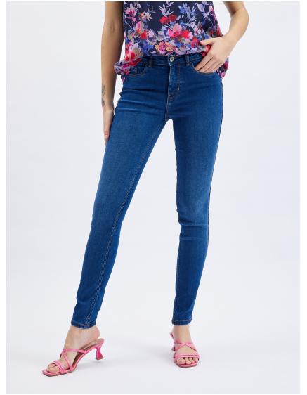 Modré dámské skinny džíny