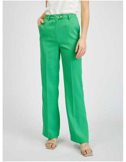 Zelené dámské flared fit kalhoty