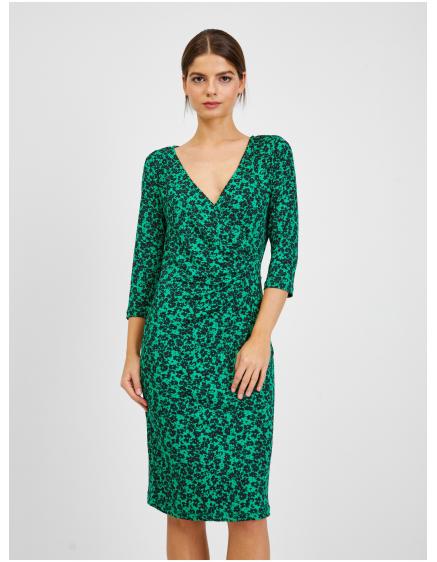 Černo-zelené dámské květované šaty