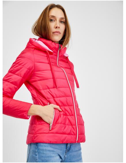 Tmavě růžová dámská zimní prošívaná bunda