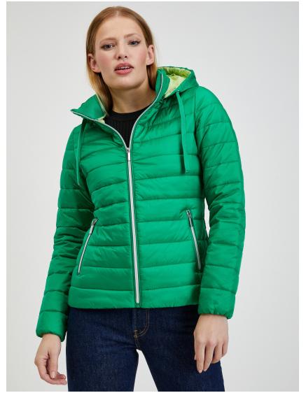 Zelená dámská zimní prošívaná bunda