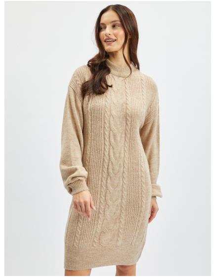 Béžové dámské svetrové šaty