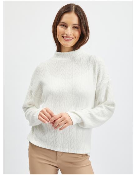 Bílý dámský vzorovaný svetr