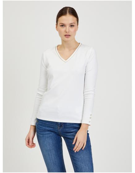 Bílé dámské tričko s dlouhým rukávem