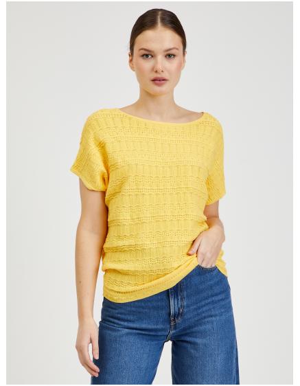 Žlutý dámský svetr s krátkým rukávem