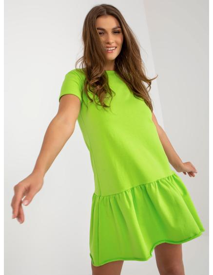 Dámské šaty s volánem RUE PARIS limetkově zelené