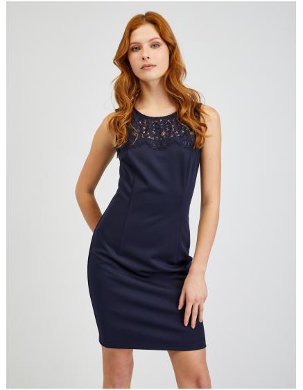 Tmavě modré dámské pouzdrové šaty s krajkou ORSAY 34