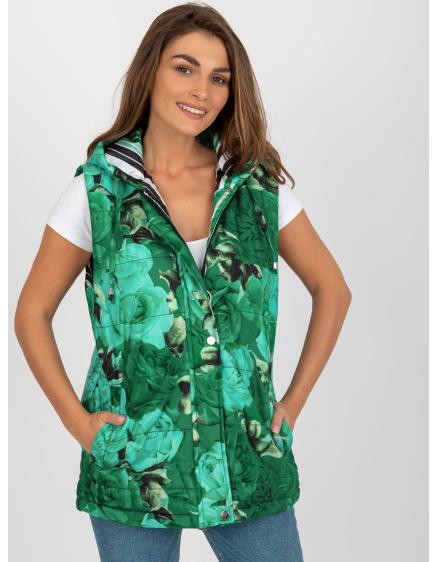 Dámská péřová vesta s kapucí EMILIA zelená