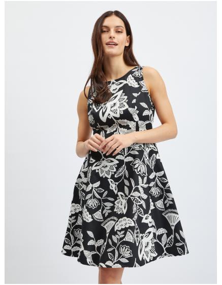 Bílo-černé dámské květované šaty