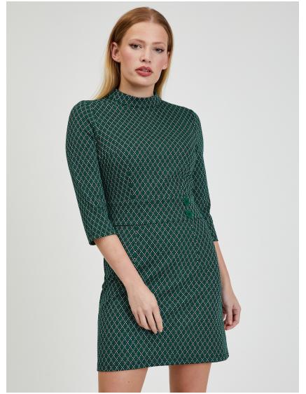 Zelené dámské vzorované šaty