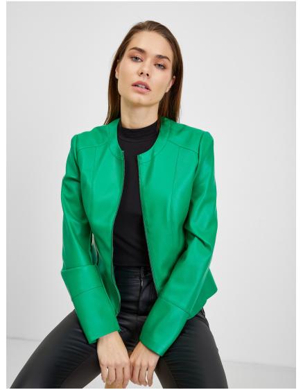 Zelená dámská koženková bunda