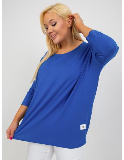 Dámská halenka plus size basic z viskózy GIGA tmavě modrá