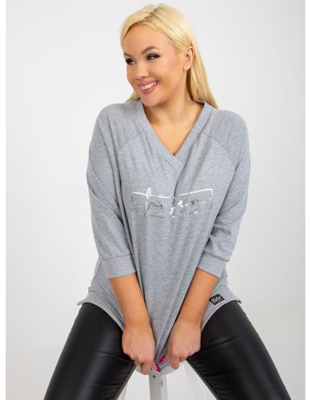 Dámská halenka s 3/4 rukávy plus size DREVA šedá 