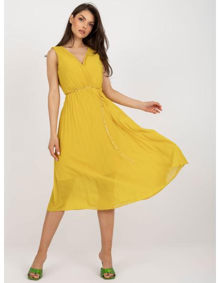 Dámské šaty s plisováním DITA tmavě žluté