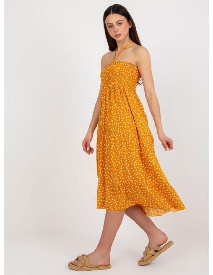 Dámské šaty s volánkovým lemem a puntíky PINA žluté