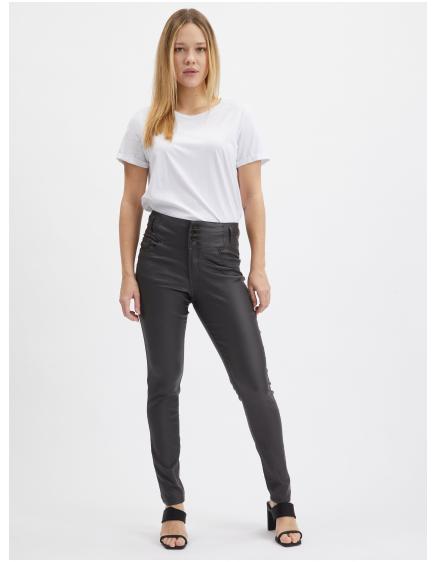 Levně Tmavě šedé dámské skinny fit kalhoty