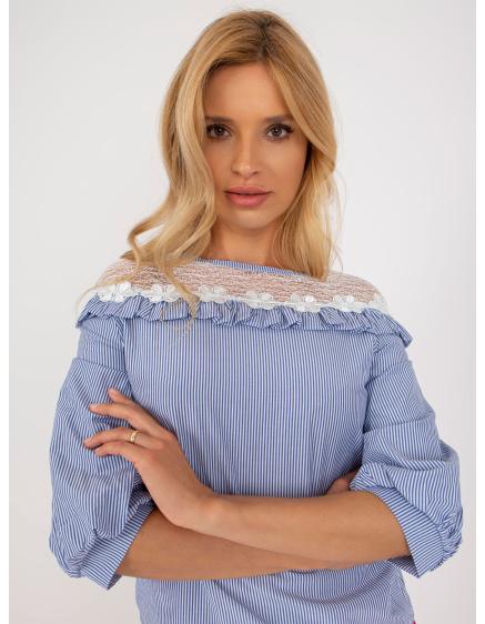 Levně Dámská halenka se šněrováním SLAVA modrobílá