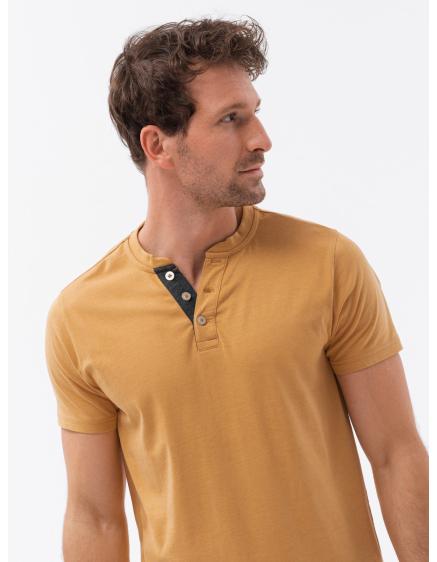 Pánské hladké tričko S1390 žluté