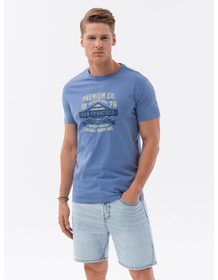 Pánské bavlněné tričko s potiskem V3 OM-TSPT-0120 modré