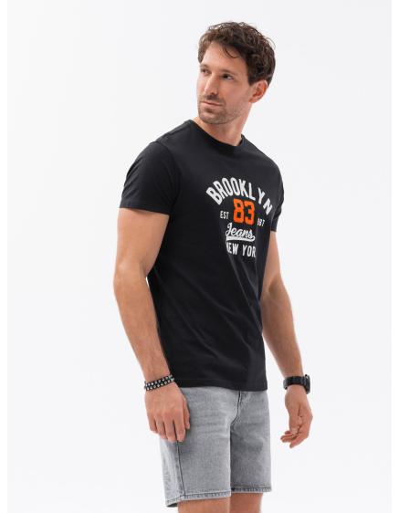 Pánské bavlněné tričko s potiskem V4 OM-TSPT-0126 černé