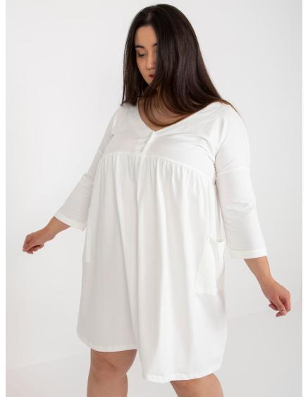 Dámské šaty bavlněné plus size s kapsami CHERI ecru